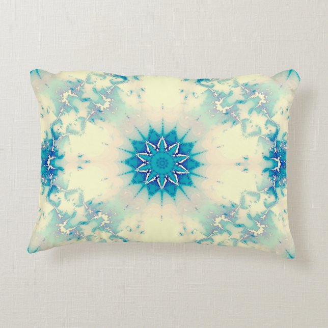 Frozen Frosty Blue Snowflake Winter Pattern Decorative Cushion (Back)