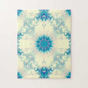 Frozen Frosty Blue Snowflake Winter Pattern Jigsaw Puzzle