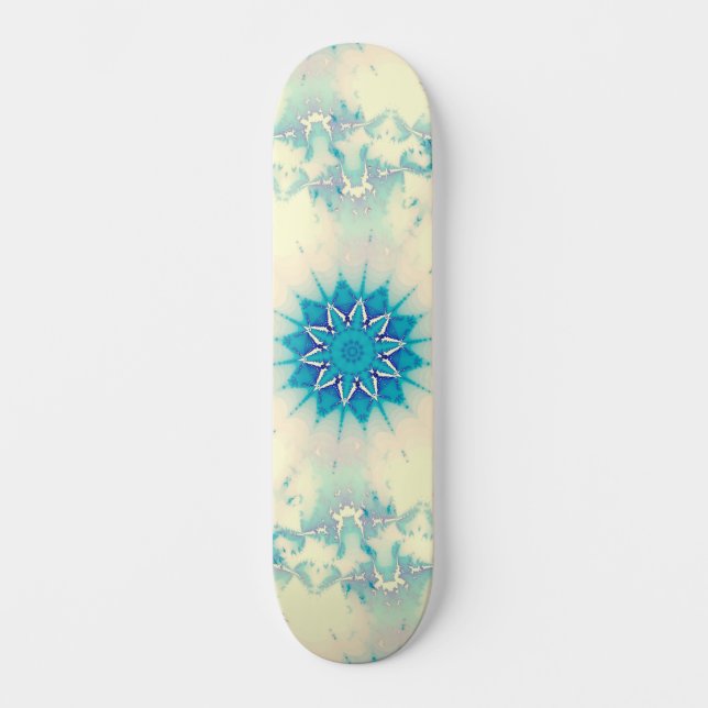 Frozen Frosty Blue Snowflake Winter Pattern Skateboard (Front)