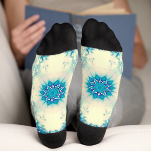Frozen Frosty Blue Snowflake Winter Pattern Socks