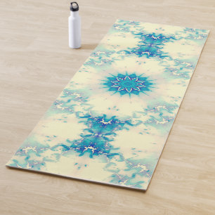 Frozen Frosty Blue Snowflake Winter Pattern Yoga Mat