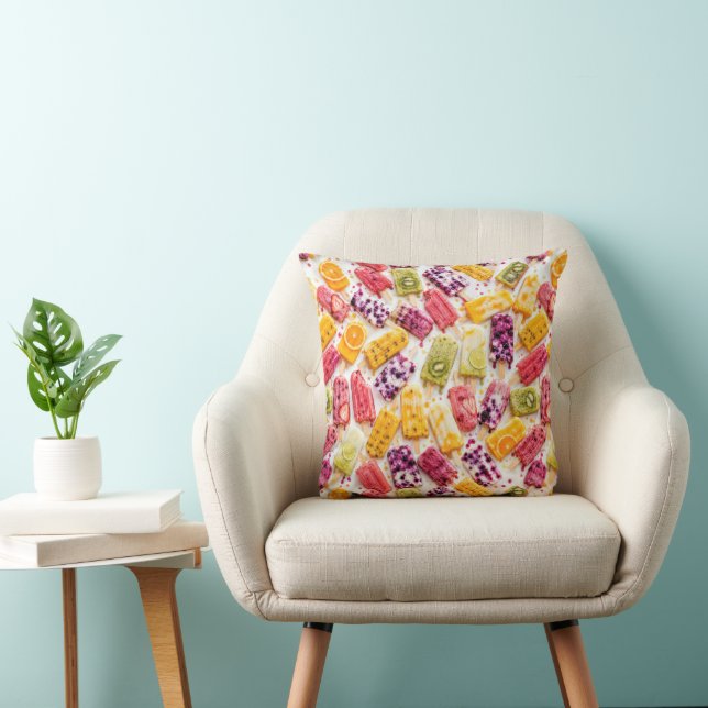 Frozen Fruit Popsicles Abstract Cushion (Chair)