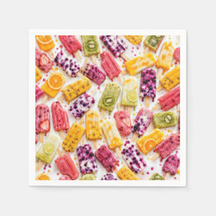 Frozen Fruit Popsicles Abstract Napkin
