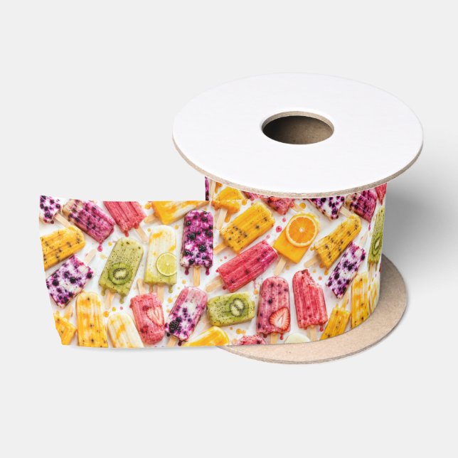 Frozen Fruit Popsicles Abstract Satin Ribbon (Spool)