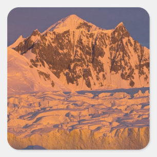 frozen glacial mountain landscape along the square sticker