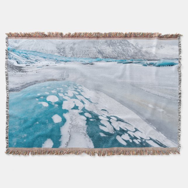 Frozen glacier ice, Iceland Throw Blanket (Front)