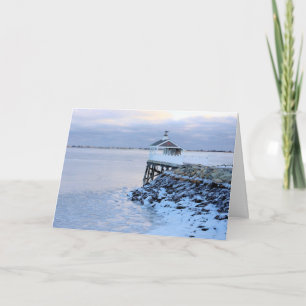 Frozen harbour Plymouth Massachusetts Card