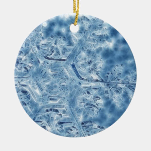 Frozen Ice Crystal Fractal Snowflake Ceramic Tree Decoration (Front)