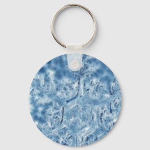 Frozen Ice Crystal Fractal Snowflake Key Ring