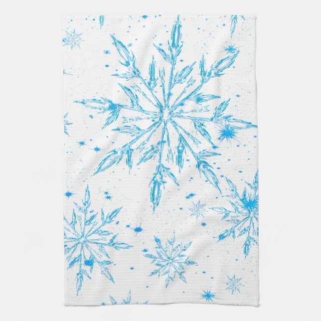 Frozen ice crystal snowflake kitchen towel (Vertical)