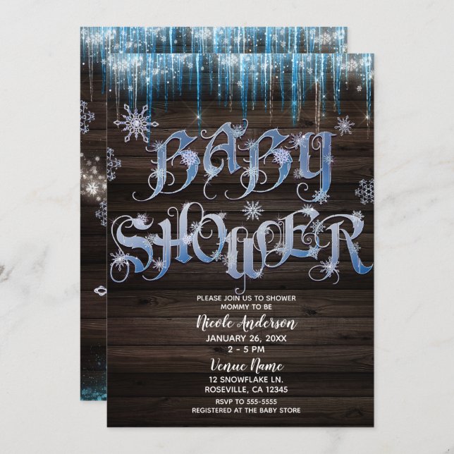 Frozen Icicles Winter Wonderland Baby Shower Invitation (Front/Back)
