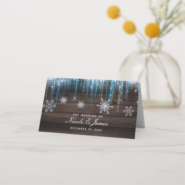 Frozen Icicles Winter Wonderland Table Number Place Card (Front)