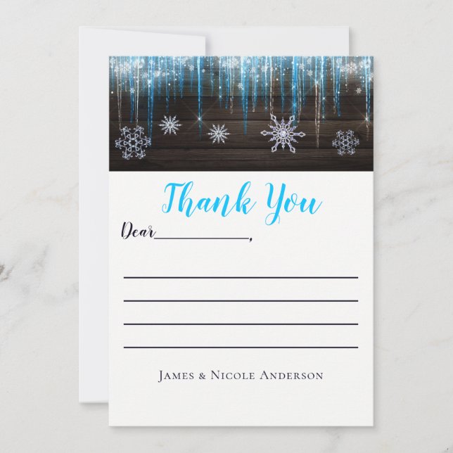 Frozen Icicles Winter Wonderland Thank You Card (Front)