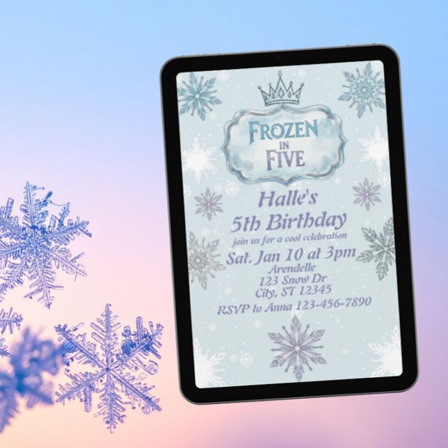 Frozen in Five Snowflake Birthday Invitation (Creator Uploaded)