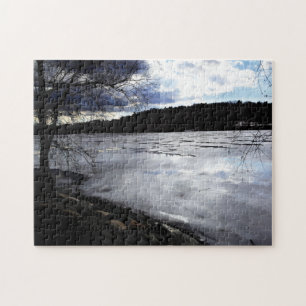 Frozen Jamaica Pond, Jamaica Plains Jigsaw Puzzle