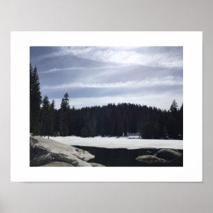 Frozen Lake Blue Colour Photography Poster