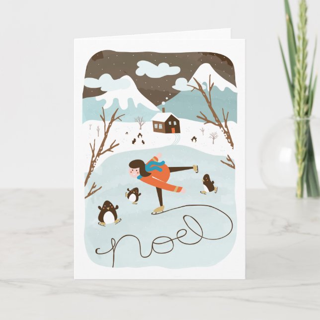 Frozen Lake Holiday Greeting Card (Front)