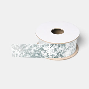 Frozen Lake Ice & Fresh Fallen Snowflakes Winter Grosgrain Ribbon