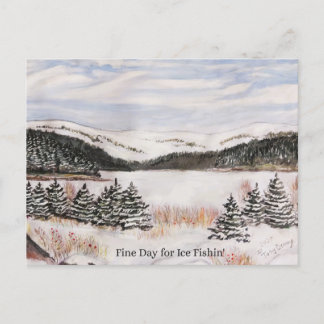 frozen lake scenery NL Canada Holiday Postcard