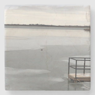 Frozen lake stone coaster