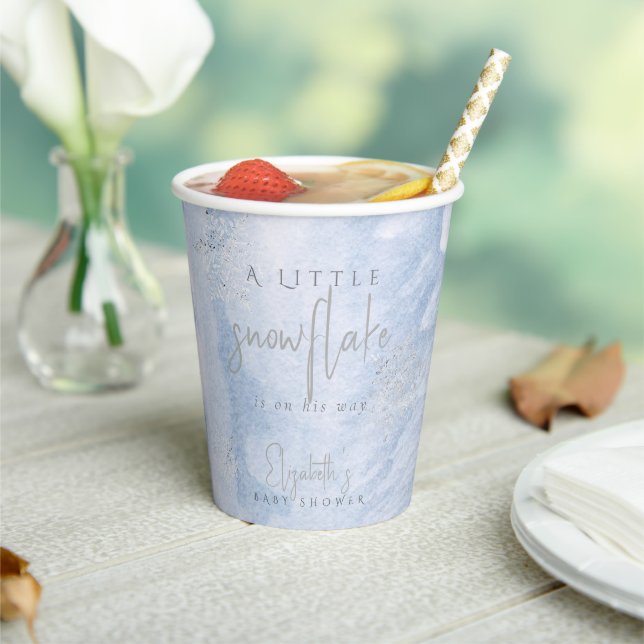 Frozen Little Snowflake Blue Boy Baby Shower Paper Cups (Insitu)