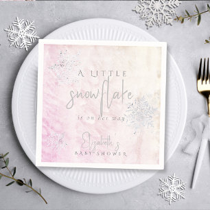 Frozen Little Snowflake Pink Baby Shower Napkin