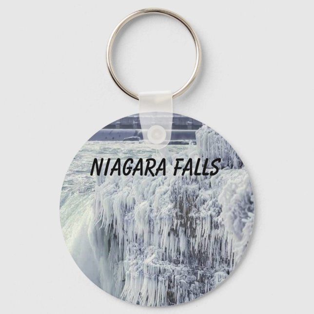 Frozen Niagara Falls Button Keychain (Front)