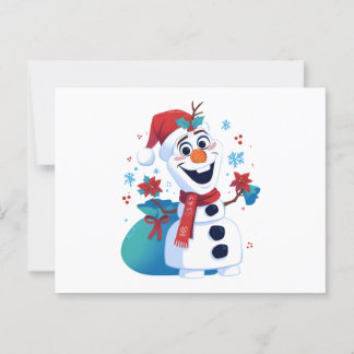 Frozen Olaf - Festive Cartoon Snowman with Red Hat Postcard
