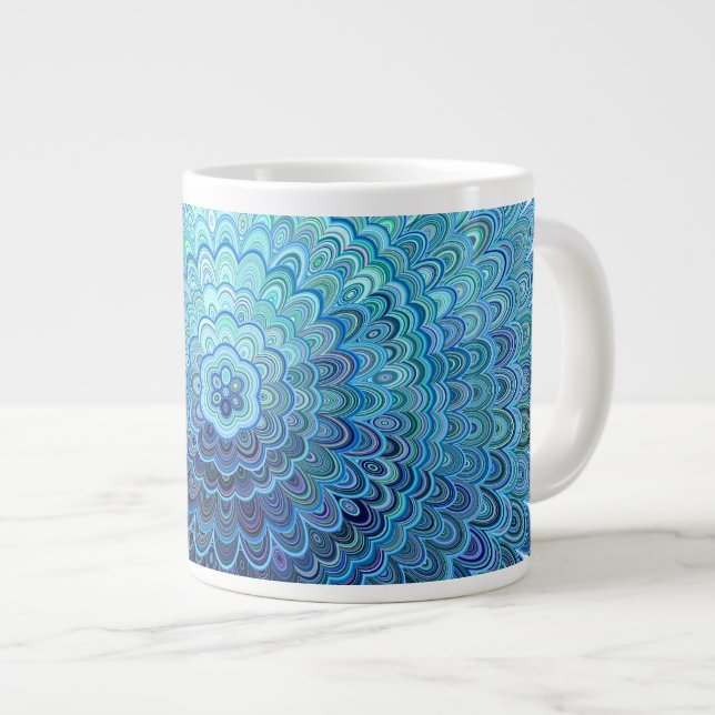 Frozen Oval Mandala Large Coffee Mug (Front Right)