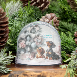 Frozen Pastels Dachshund Christmas Snowglobe