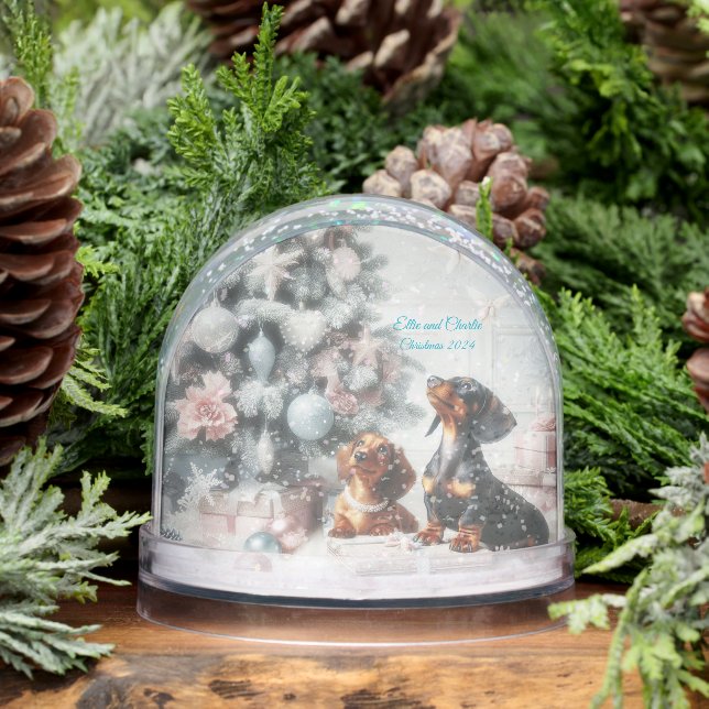 Frozen Pastels Dachshund Christmas  Snowglobe (Winter)