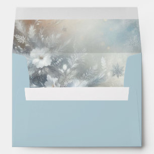 Frozen Petals in a Golden Winter Mist Wedding Envelope