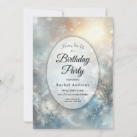 Frozen Petals in Golden Winter Mist Birthday Party