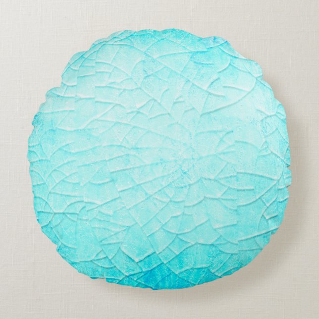 Frozen pond turquoise  round cushion (Front)