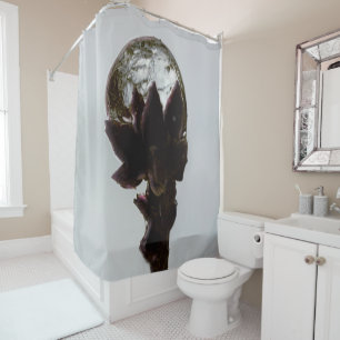 Frozen raindrop on tree branch photograph shower curtain