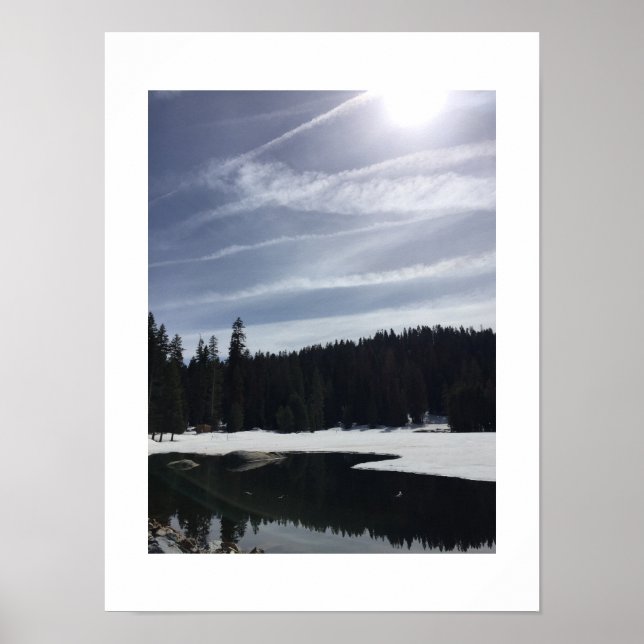 Frozen Reflection Blue White Colour Photography Poster (Front)