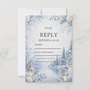 Frozen Reflections Beneath Winter Pines RSVP Card