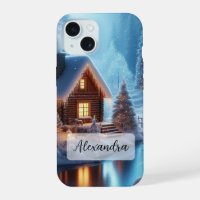 Frozen River Christmas Trees Lanterns Cosy Cabin