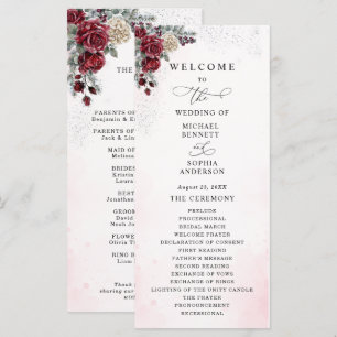 Frozen Roses Winter Wedding Program Programme