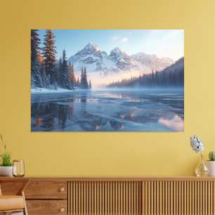 Frozen Serenity – Majestic Winter Lake Landscape Canvas Print