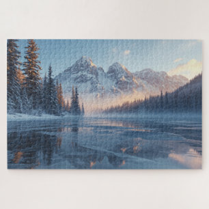 Frozen Serenity – Majestic Winter Lake Landscape Jigsaw Puzzle
