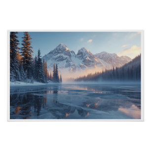Frozen Serenity – Majestic Winter Lake Landscape Poster