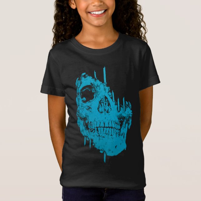 Frozen Skull: Eerie Blue Decay T-Shirt (Front)