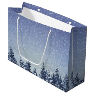Frozen Snow Winter Forest Scene Large Gift Bag