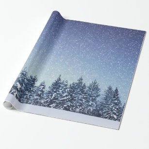 Frozen Snow Winter Forest Scene Wrapping Paper