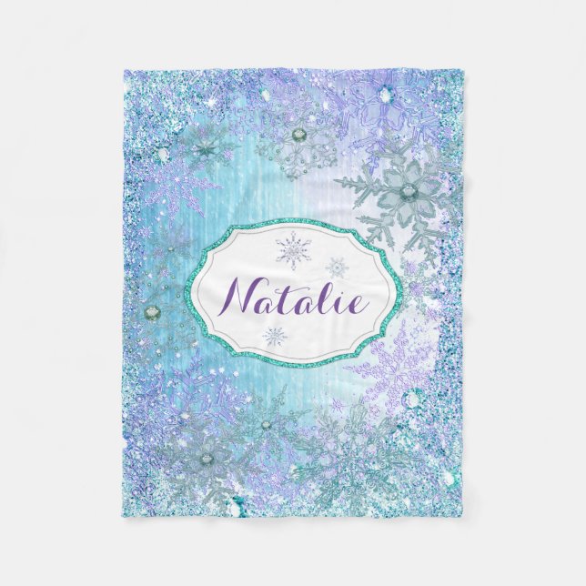 Frozen Snowflake Custom Fleece Blanket, 30"x40" (Front)