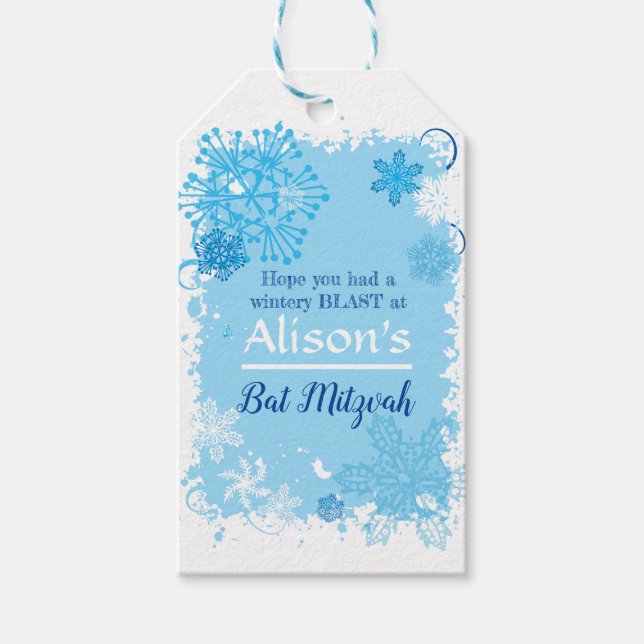 FROZEN SNOWFLAKES Bat Mitzvah Gift Tag (Front)