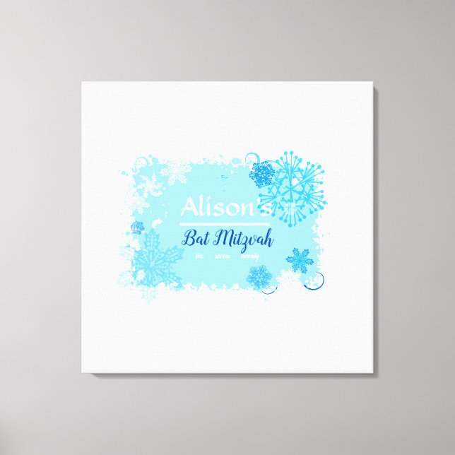 FROZEN SNOWFLAKES Bat Mitzvah Sign-In Memory Board Canvas Print (Front)