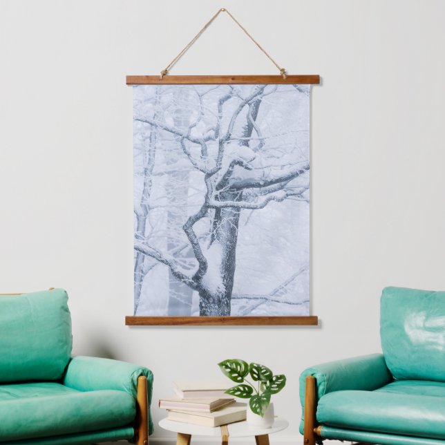 Frozen snowy tree hanging tapestry (Living Room)