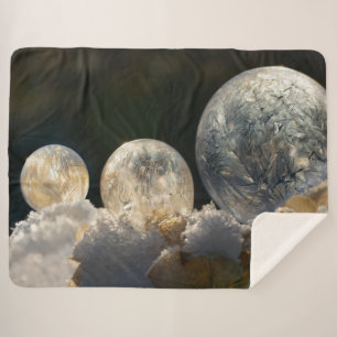 Frozen Soap Bubbles Ice Crystal Cool Winter Photo Sherpa Blanket